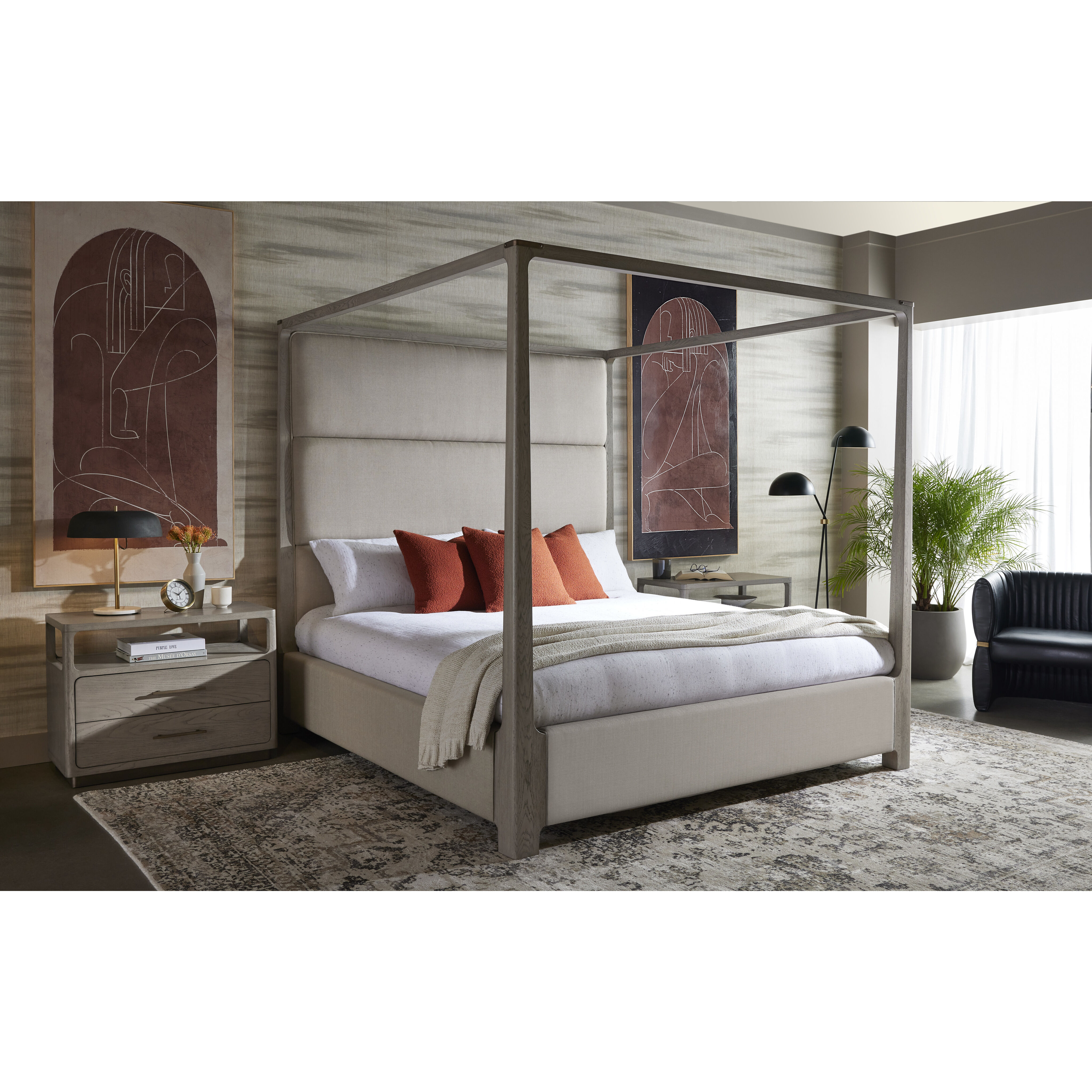 Danette Zenith Taupe Grey Canopy Bed, King